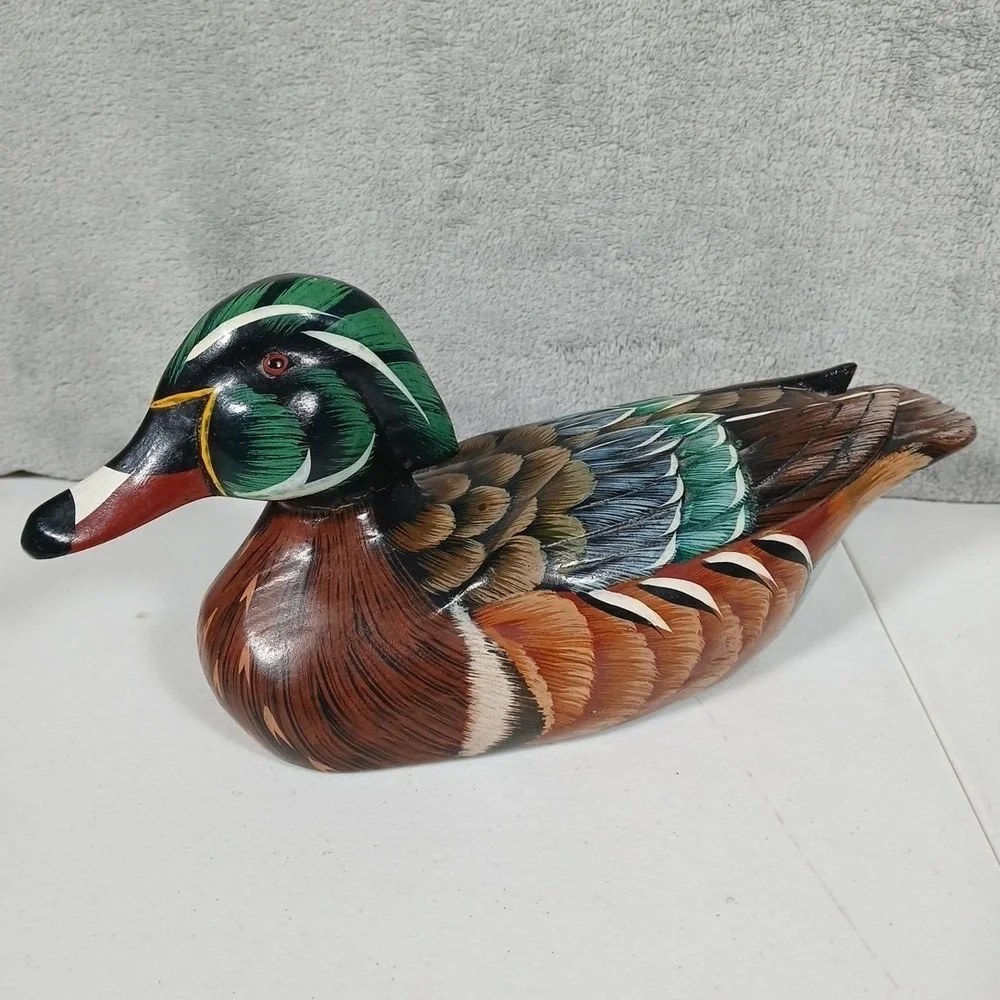 Vintage Wood Duck Decoy Set Multi Color Folk Art Decor Hand Painted